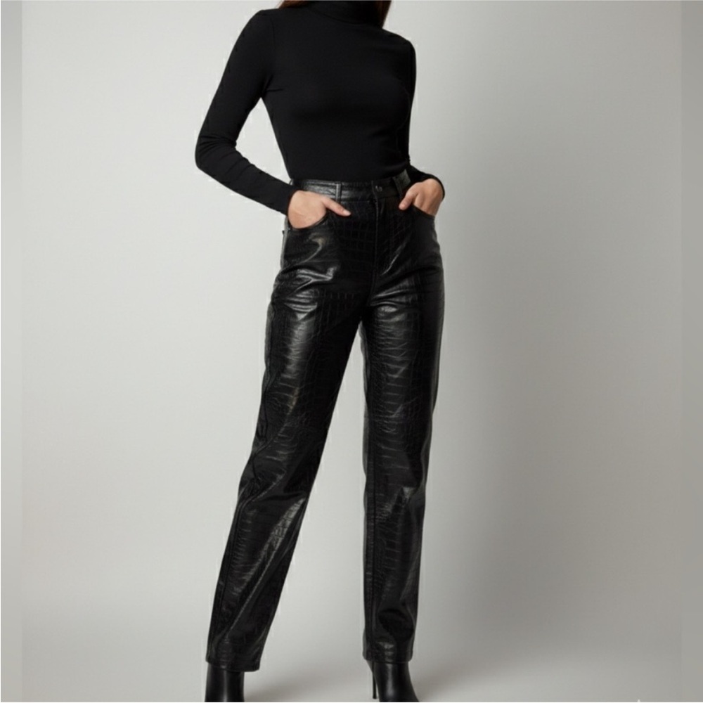 A.New.Day Women's Black Faux Croc Highwasted Pants 10